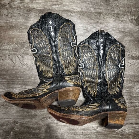 CORRAL WOMEN'S SEQUIN WING & CROSS INLAY WESTERN BOOTS Size 9.5 - Picture 1 of 10